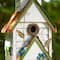 Glitzhome® 20" White & Green Distressed Wood 3-Story Villa Birdhouse